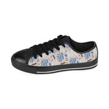 Cute peacock pattern Men's Low Top Canvas Shoes Black