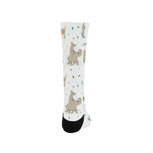 Cute Rhino pattern background Crew Socks