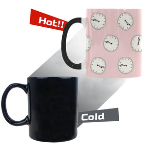 Clock pattern pink blackground Morphing Mug Heat Changing Mug