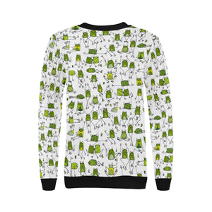 Sketch funny frog pattern Women's Crew Neck Sweatshirt