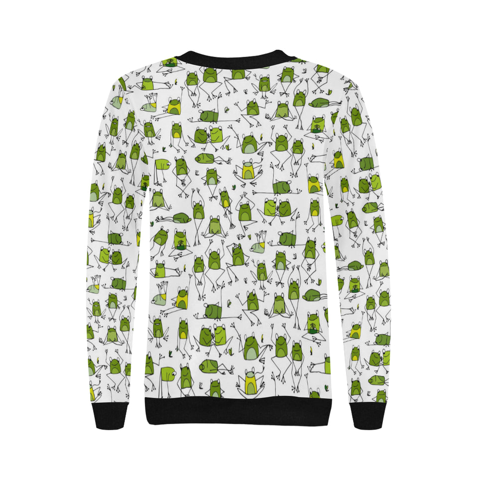 Sketch funny frog pattern Women's Crew Neck Sweatshirt