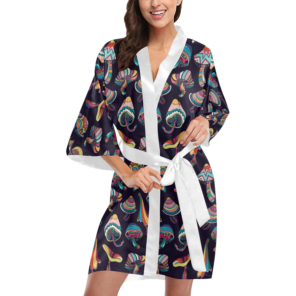 Colorful mushroom pattern Women's Short Kimono Robe