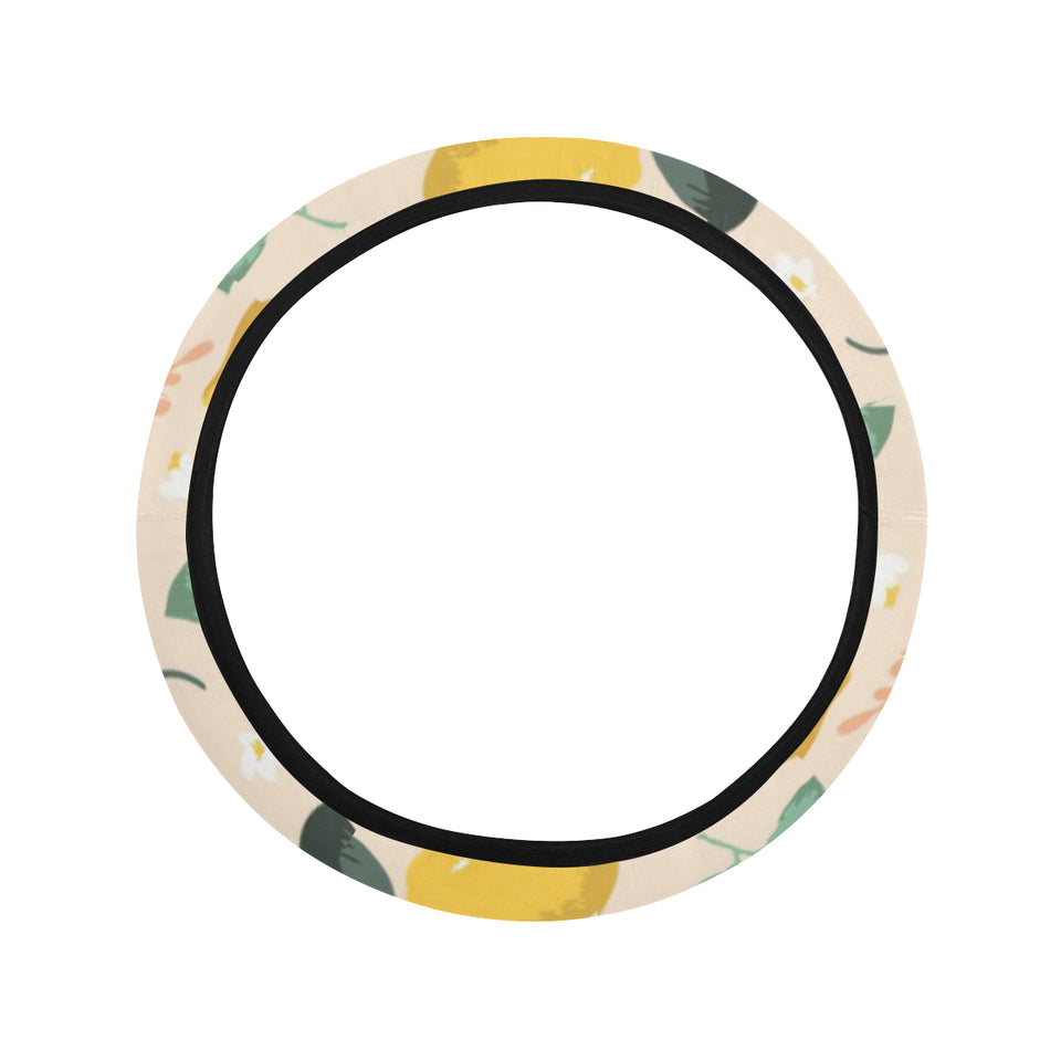 lemon flower leave pattern Car Steering Wheel Cover