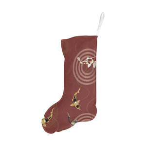 Koi Fish Carp Fish red background Christmas Stocking