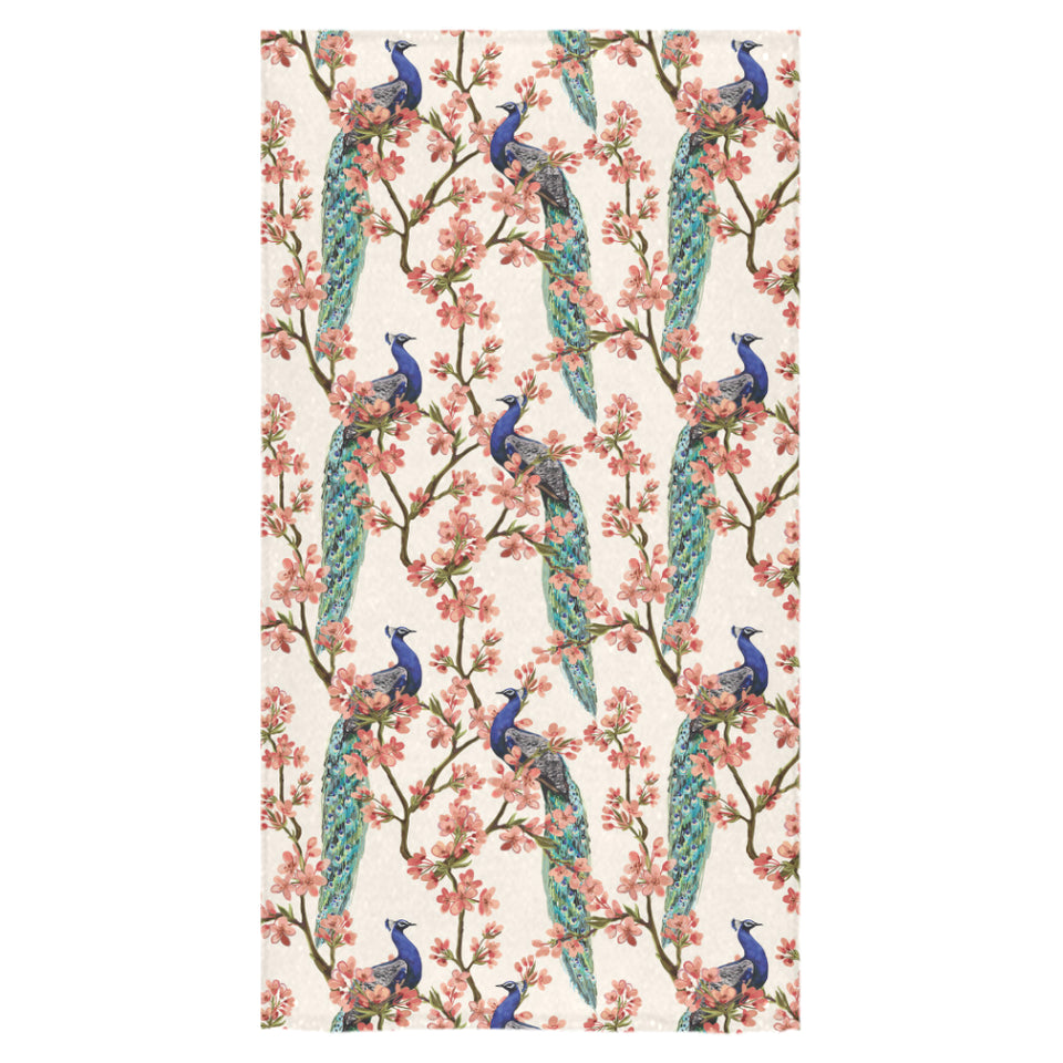 Peacock tropical flower pattern Bath Towel