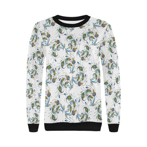 Peacock feather pattern Women's Crew Neck Sweatshirt