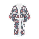 dragon fruits dark blue background Women's Short Kimono Robe