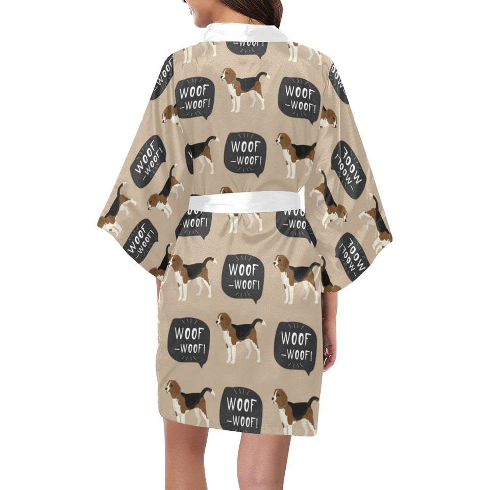Beagle pattern Women's Short Kimono Robe