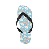 Cute rainbow clound star pattern blue background Unisex Flip Flops