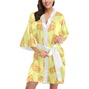 Cheese design pattern Women's Short Kimono Robe