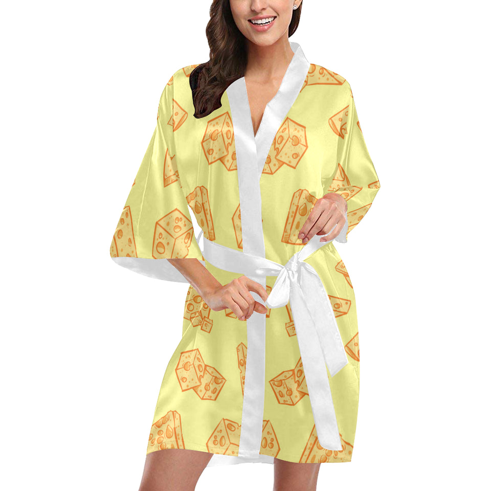 Cheese design pattern Women's Short Kimono Robe