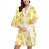 Cheese design pattern Women's Short Kimono Robe
