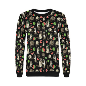 Raccoon watermelon pattern Women's Crew Neck Sweatshirt