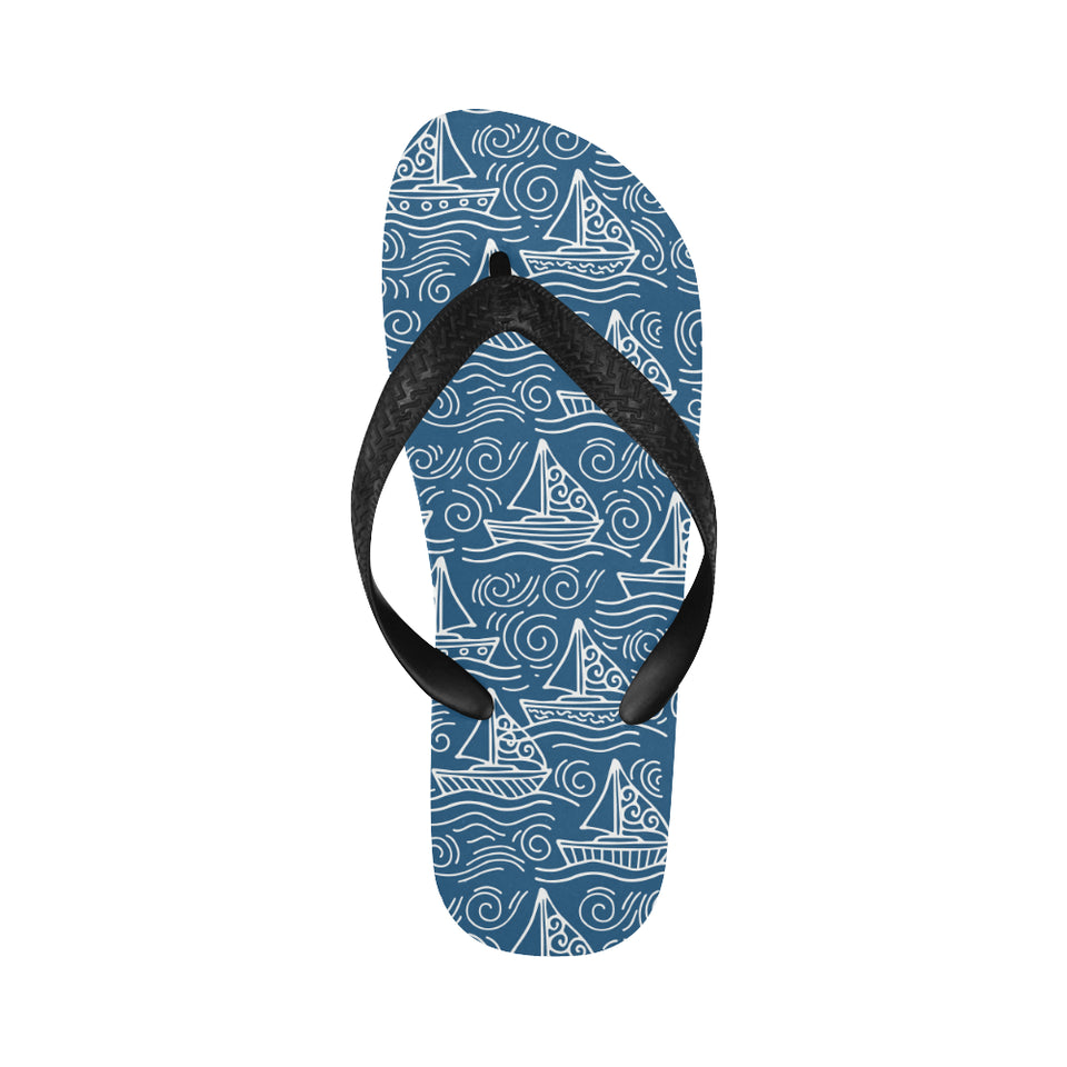 Hand drawn sailboat pattern Unisex Flip Flops