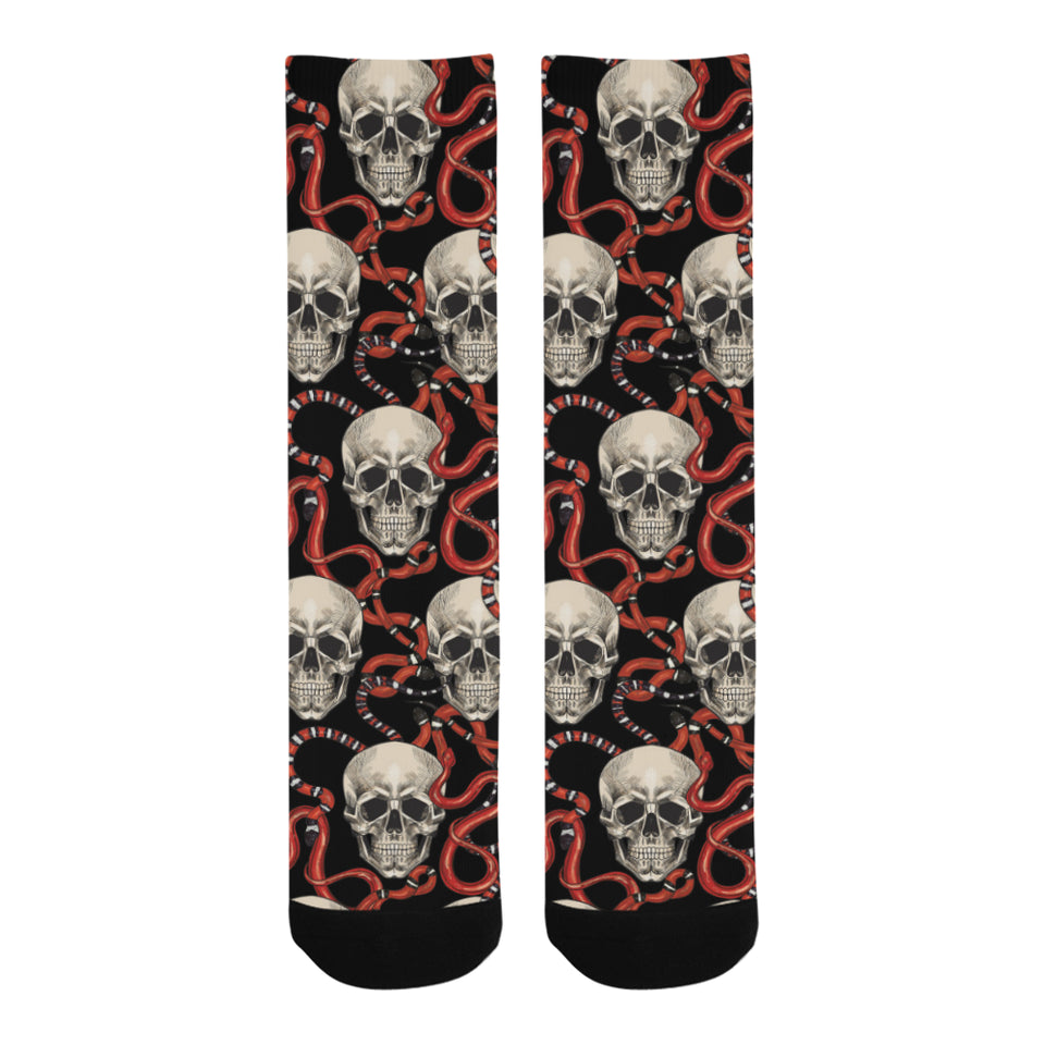 Red snake skull pattern Crew Socks