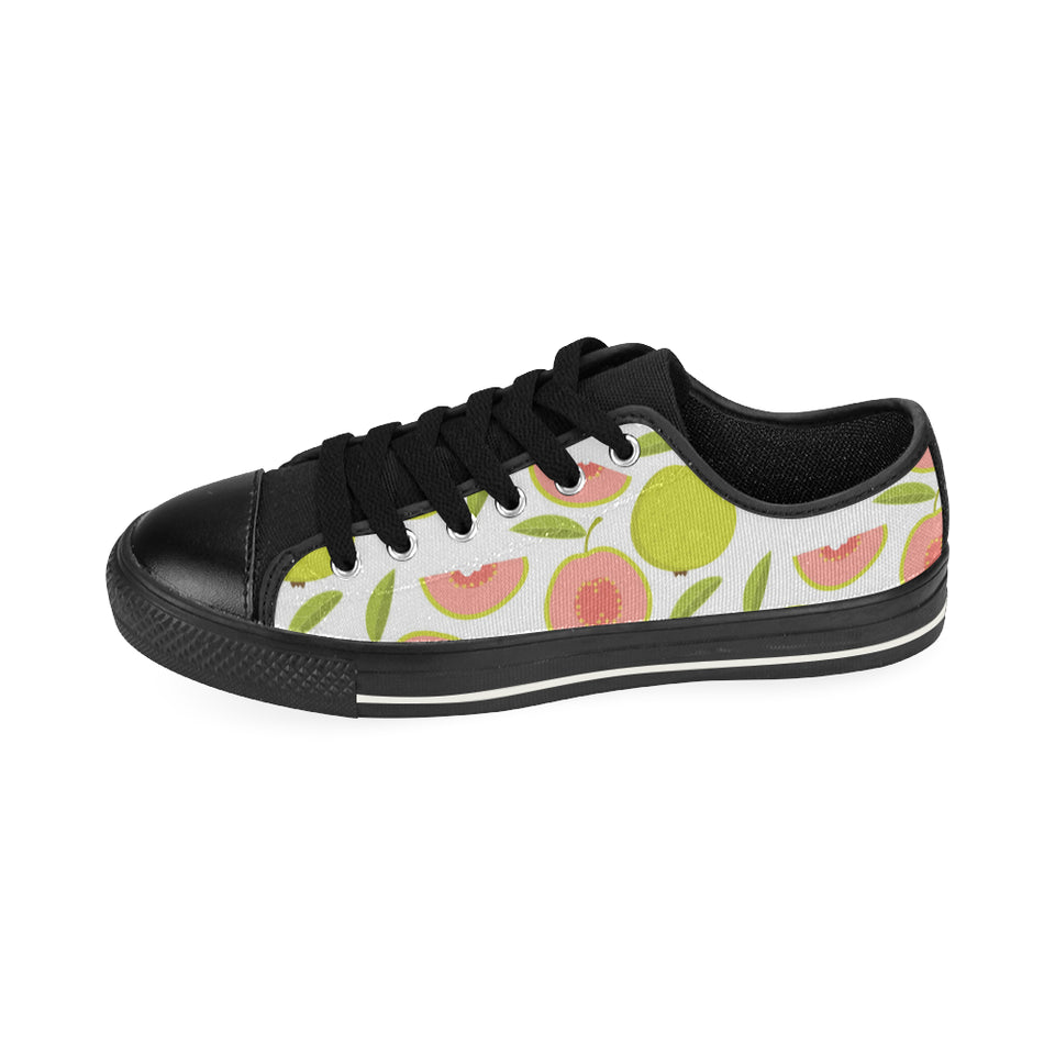 Guava pattern Men's Low Top Canvas Shoes Black