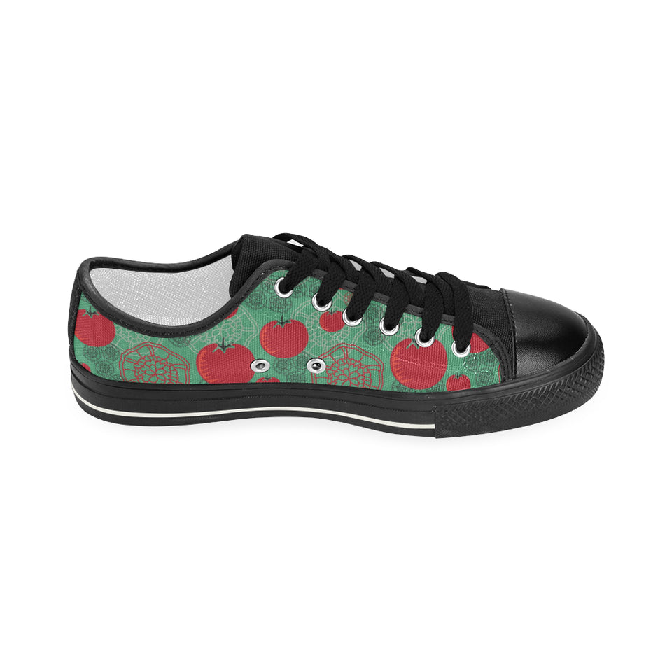 Tomato design pattern Women's Low Top Canvas Shoes Black