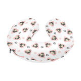 Cute pugs pink heart paw pattern U-Shaped Travel Neck Pillow