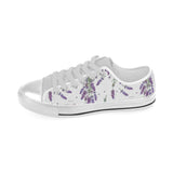 lavender flower design pattern Men's Low Top Canvas Shoes White