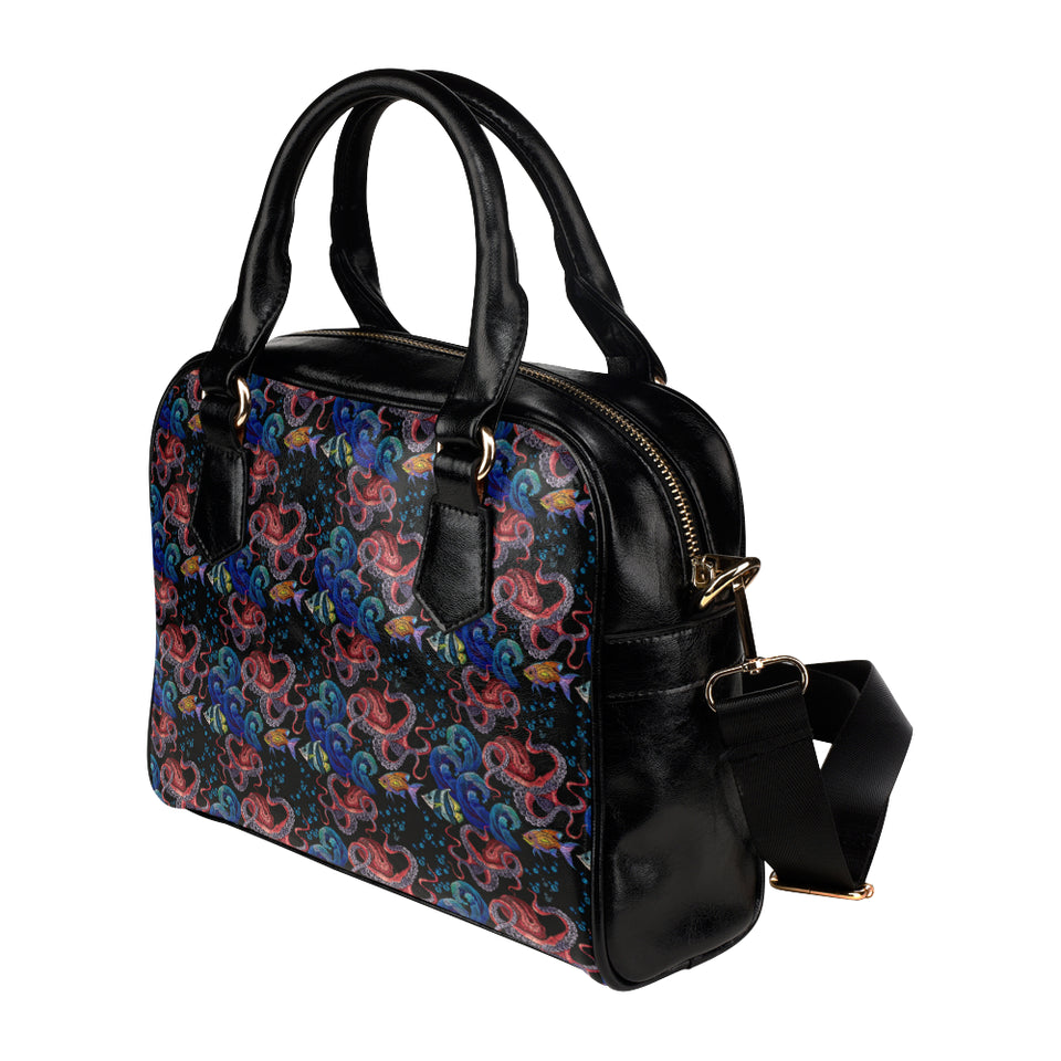 Octopus sea wave tropical fishe pattern Shoulder Handbag