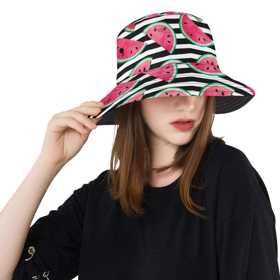 Watercolor paint textured watermelon pieces Unisex Bucket Hat