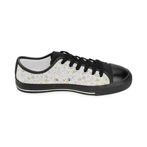 Christmas tree Christmas element Silver gold patte Kids' Boys' Girls' Low Top Canvas Shoes Black