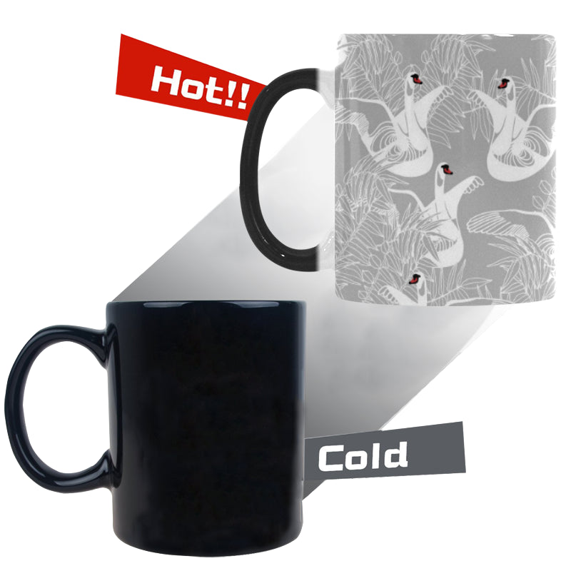 white swan gray background Morphing Mug Heat Changing Mug