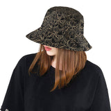 luxurious gold lotus waterlily black background Unisex Bucket Hat