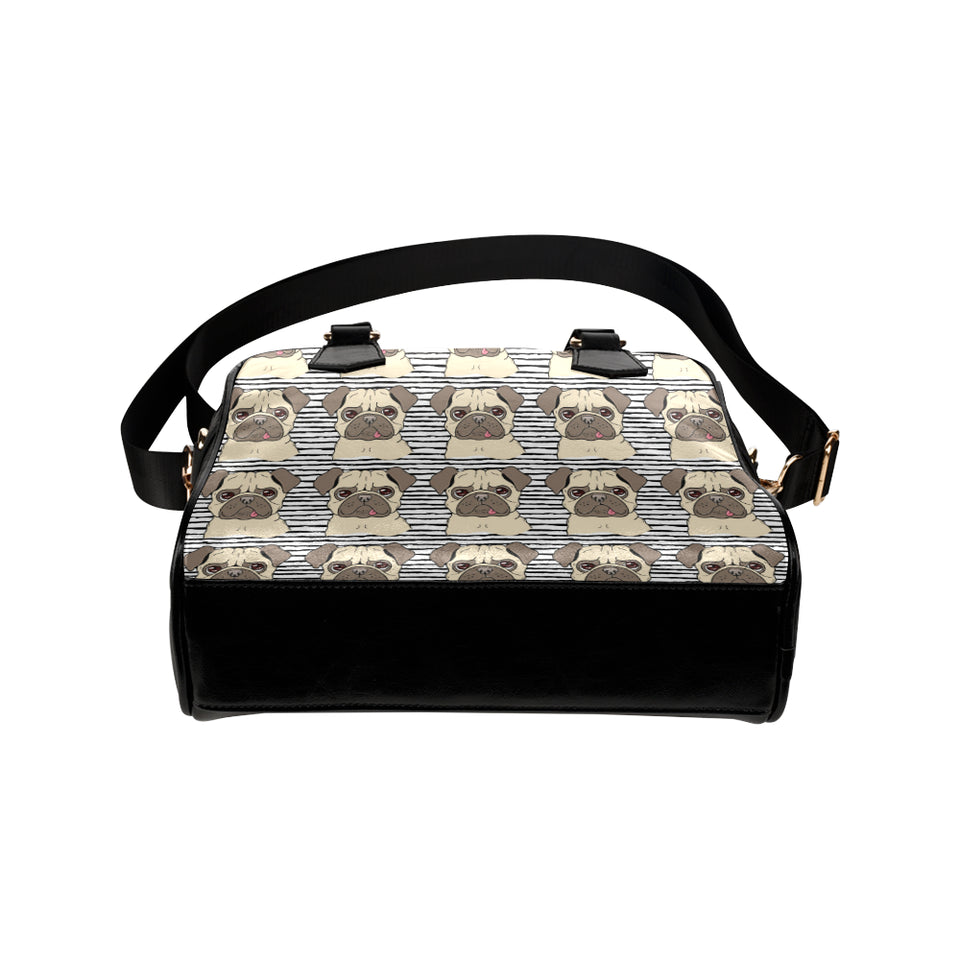 Happy pug pattern Shoulder Handbag