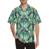 Colorful parrot exotic flower leaves Men's All Over Print Hawaiian Shirt