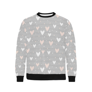 Heart pattern gray background Men's Crew Neck Sweatshirt