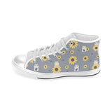 Cute hamster sunflower pattern background Men's High Top Canvas Shoes White