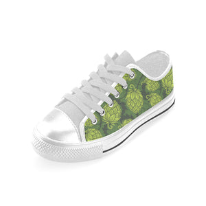 Hop pattern Hop cone background Men's Low Top Shoes White