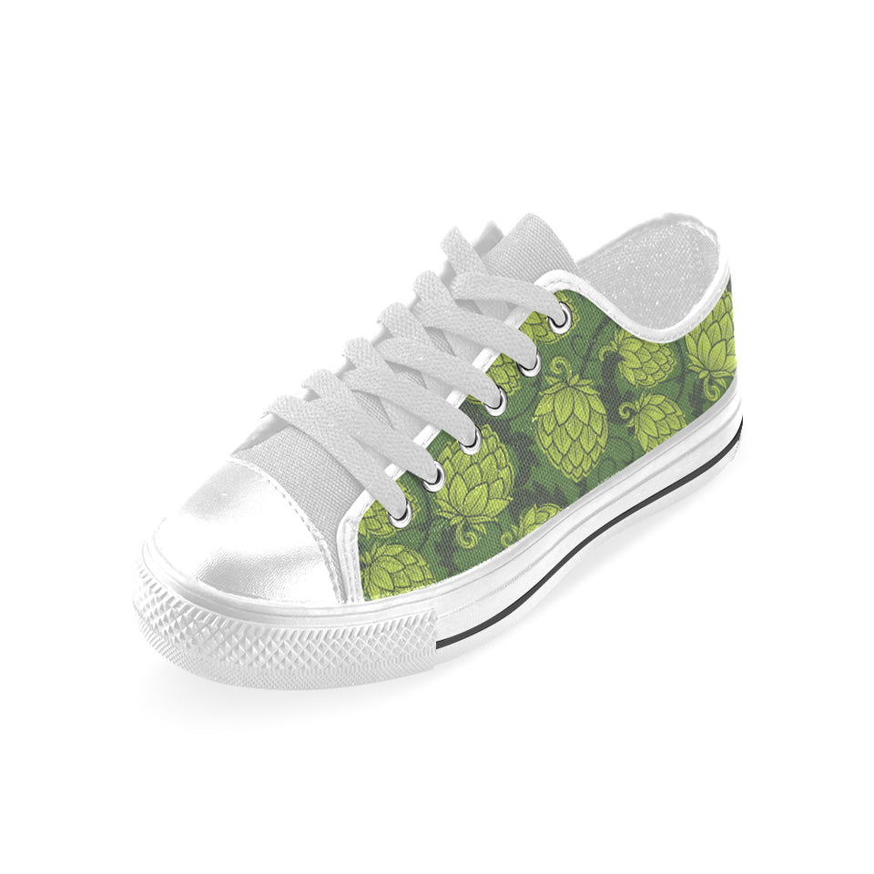 Hop pattern Hop cone background Men's Low Top Shoes White