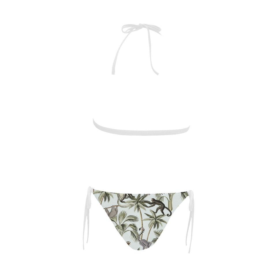 Monkey sloth lemur palm trees pattern Sexy Bikinis Two-Piece Swimsuits