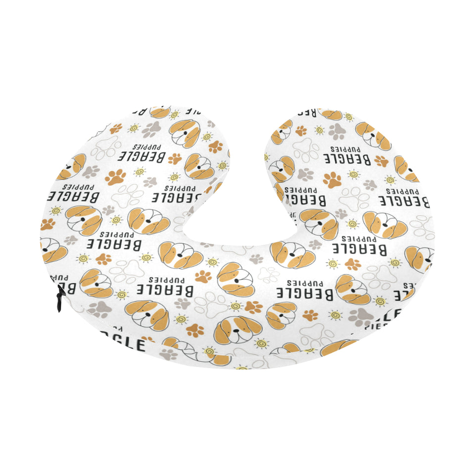 Cute beagle dog pattern background U-Shaped Travel Neck Pillow
