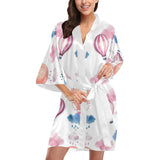 Watercolor air balloon cloud pattern Women's Short Kimono Robe