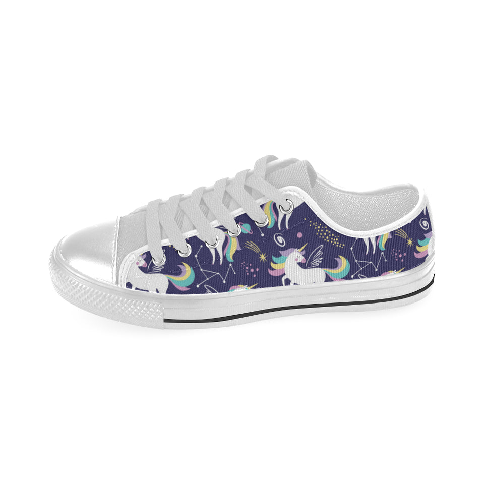 Hand drawn cute unicorn star planet Men's Low Top Shoes White
