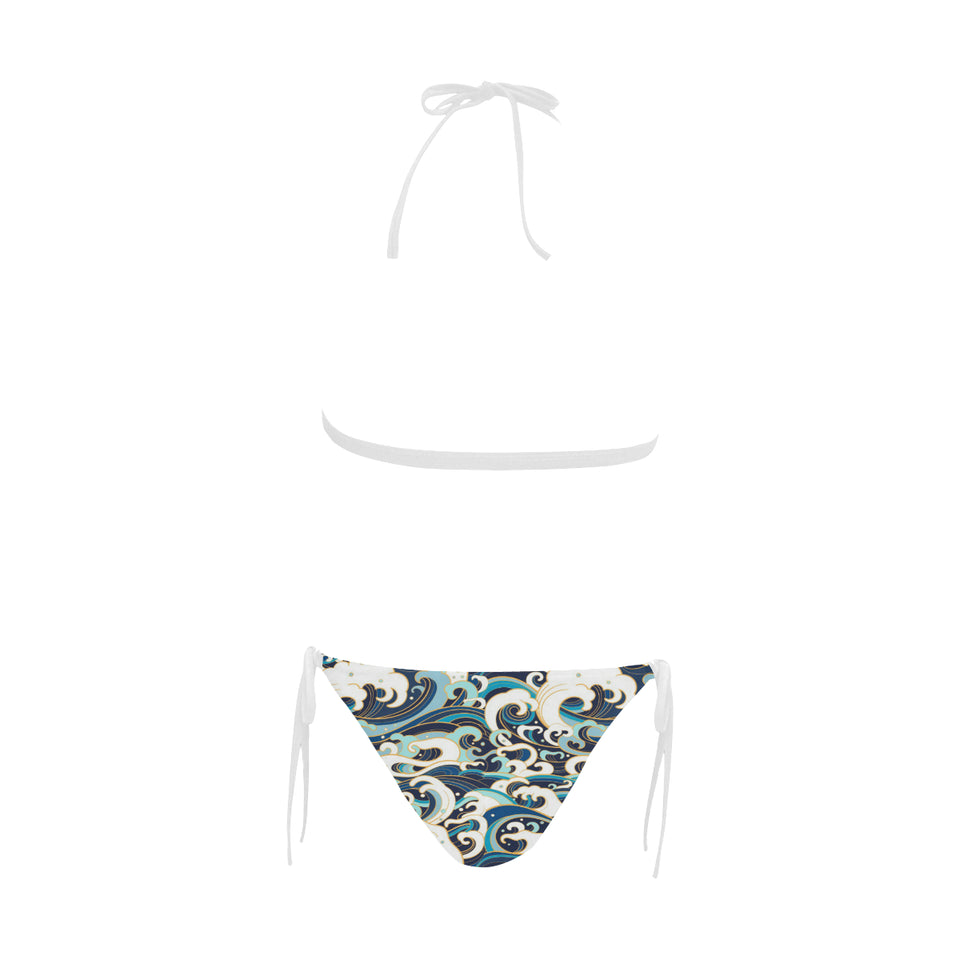 Japanese wave pattern Sexy Bikinis Two-Piece Swimsuits