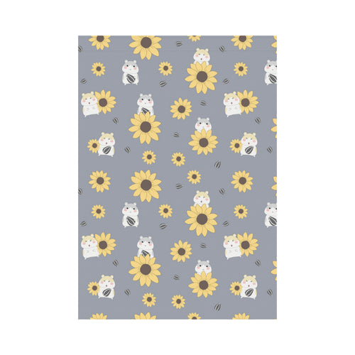 Cute hamster sunflower pattern background House Flag Garden Flag