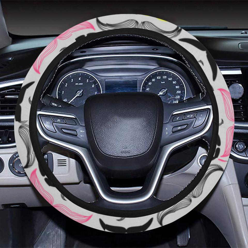Mustache Beard Pattern Print Design 02 Car Steering Wheel Cover