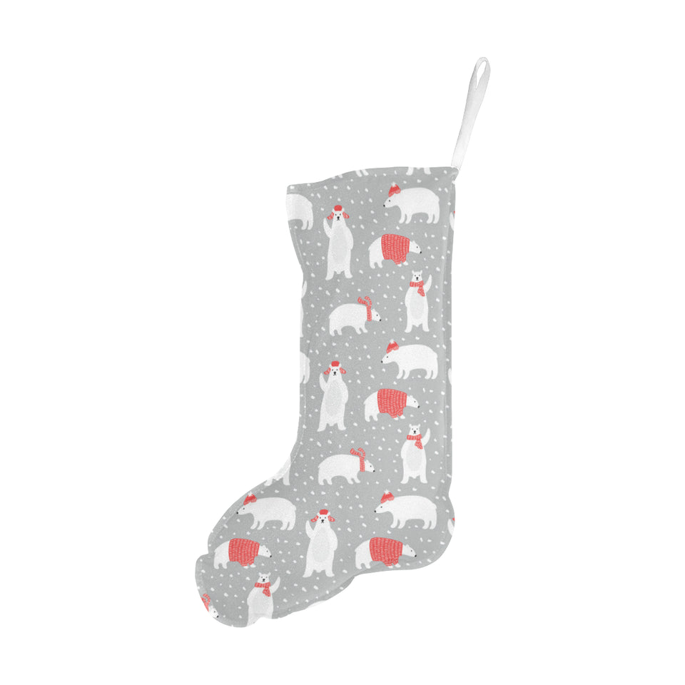 Cute polar bear christmas snow pattern Christmas Stocking