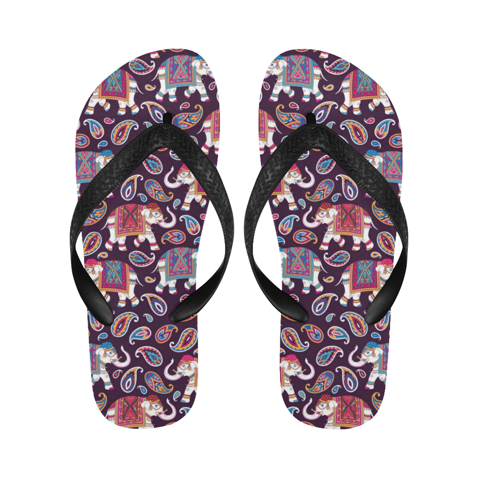 Elephant indian style ornament pattern Unisex Flip Flops