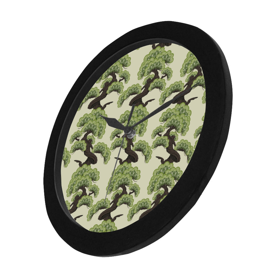 Bonsai pattern Elegant Black Wall Clock