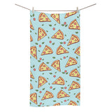 Hand drawn pizza blue background Bath Towel