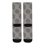 nautical wood steering wheel pattern Crew Socks