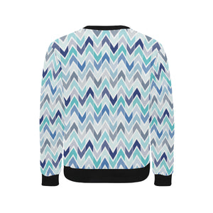 zigzag  chevron blue pattern Men's Crew Neck Sweatshirt