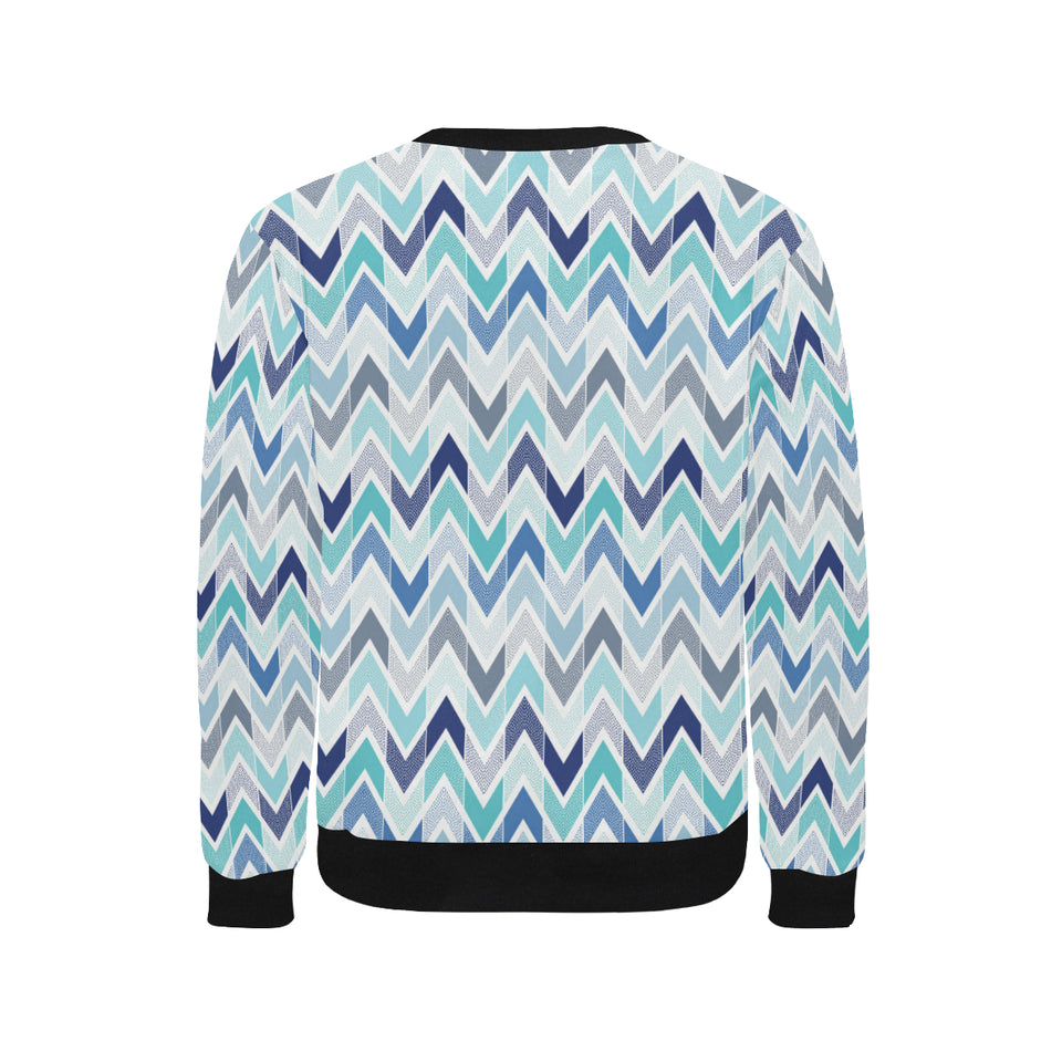 zigzag  chevron blue pattern Men's Crew Neck Sweatshirt