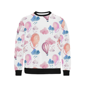 Watercolor air balloon cloud pattern Men's Crew Neck Sweatshirt