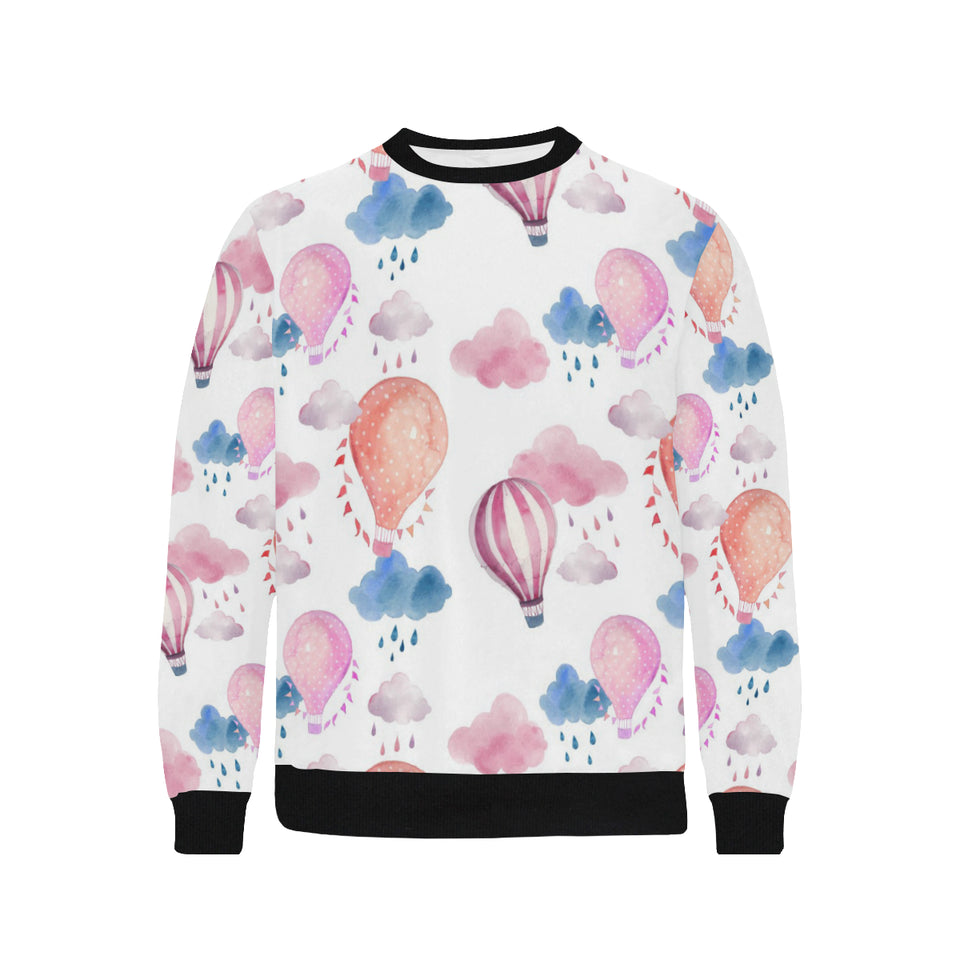 Watercolor air balloon cloud pattern Men's Crew Neck Sweatshirt